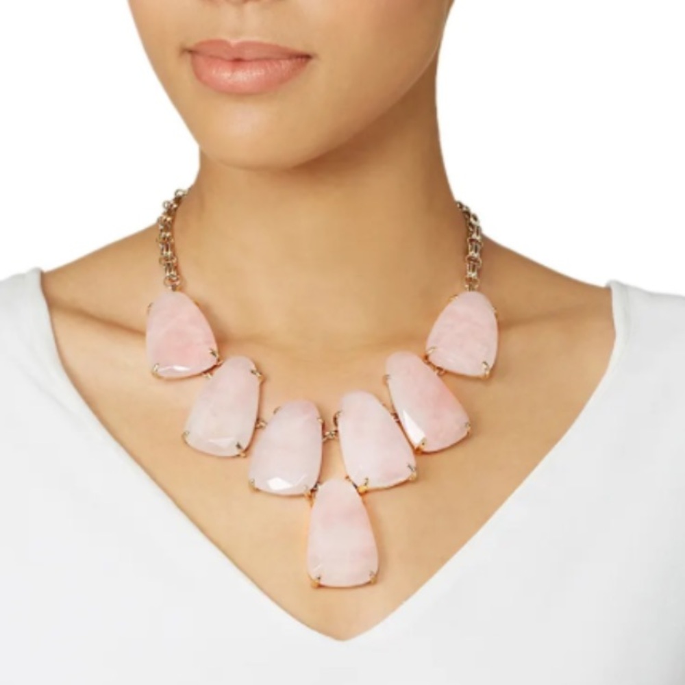 NEW Kendra Scott Rose Quartz Harlow Gold Statement Necklace